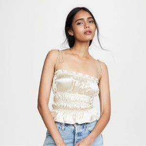 Reformation Cream Satin Top